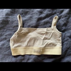 SKIMS XS Cream Ribbed Bralette
